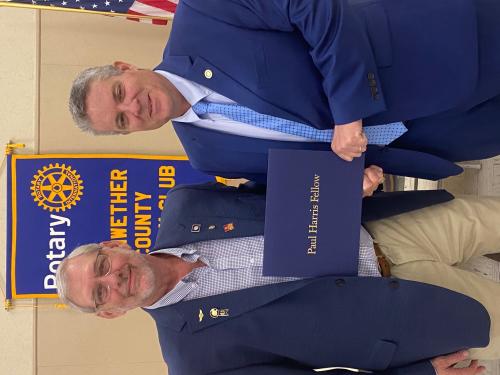 PDG Court Dowis and Rotary President 2021-2022 Robert Griffin Awarded Paul Harris Fellow .jpg
