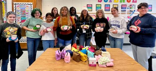 Rotary Middle School Interact putting together It's a Girls thing Bags Nov 2022.jpg