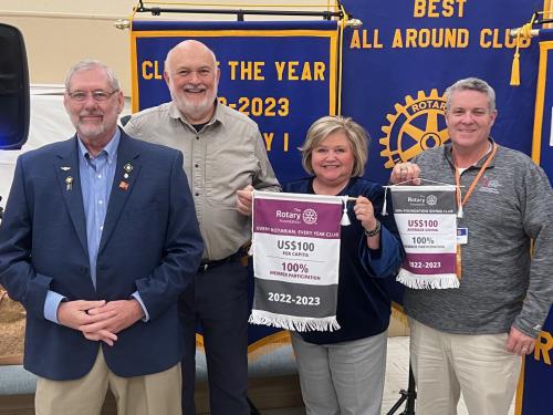 Rotary Foundation 2022-2023 giving recognition banners Dowis, Patterson, Woodard, Griffin.jpg