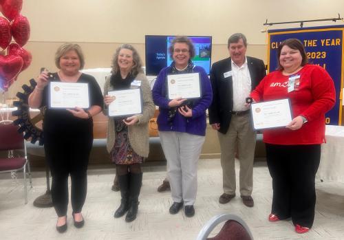 Paul Harris Fellow Award Dawn Woodard, Jo Phillips, Cynthia Kilby, Melissa Trujillo 2-11-2025.jpg