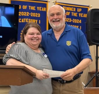 Presenting Bob Patterson a check for the Dorcus Food and Suppy Pantry August 2025.jpg