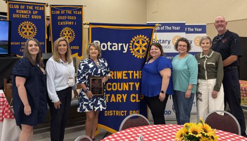Meriwether Co Rotary Club recognizes Rhonda Fuller Denton as the James T Evans Award Receipient 2026.jpeg